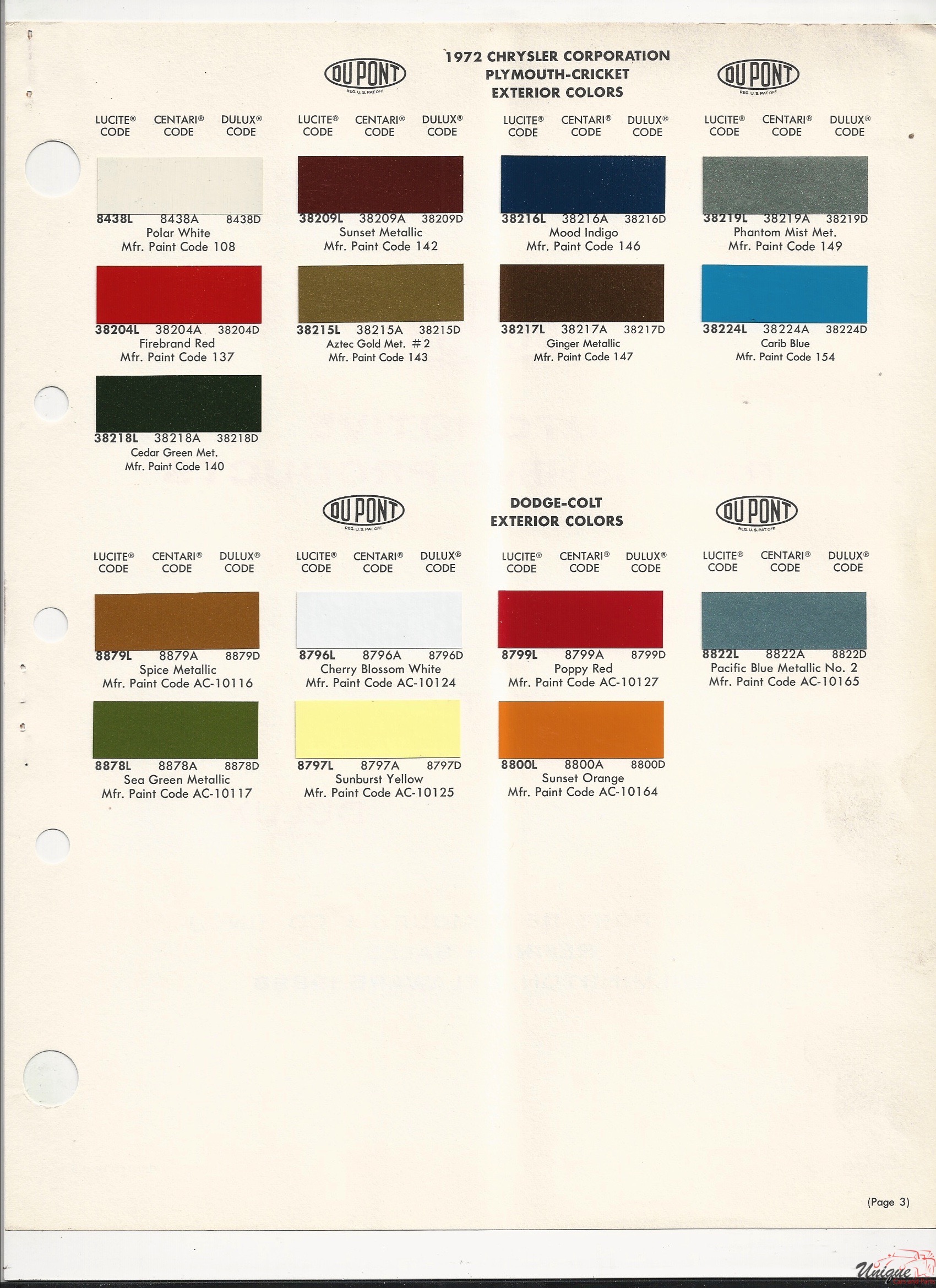 1972 Chrysler-2 Paint Charts